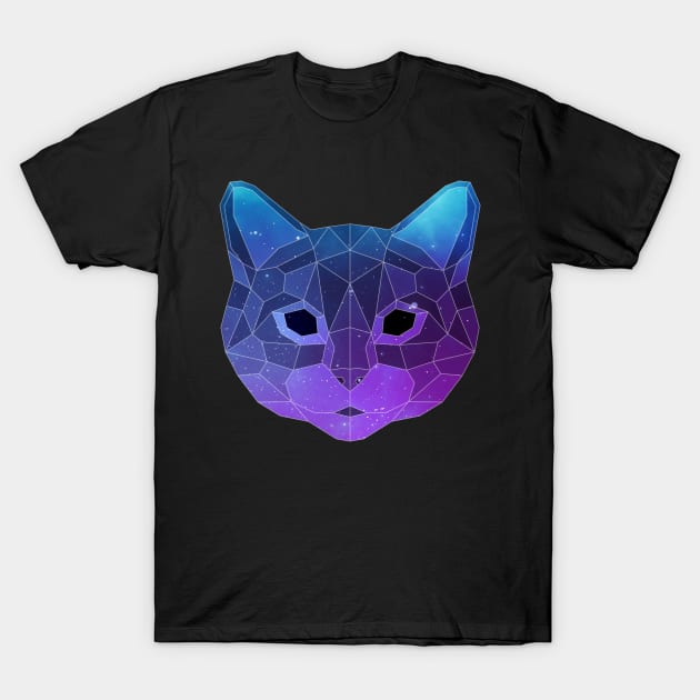 Galaxy Cat Geometric Animal T-Shirt by Jay Diloy